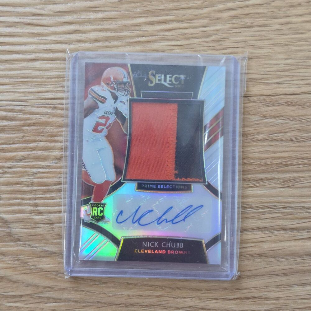2018 Nick Chubb Select Refractor Silver Auto Autograph 2 Clr Game Used Patch RC